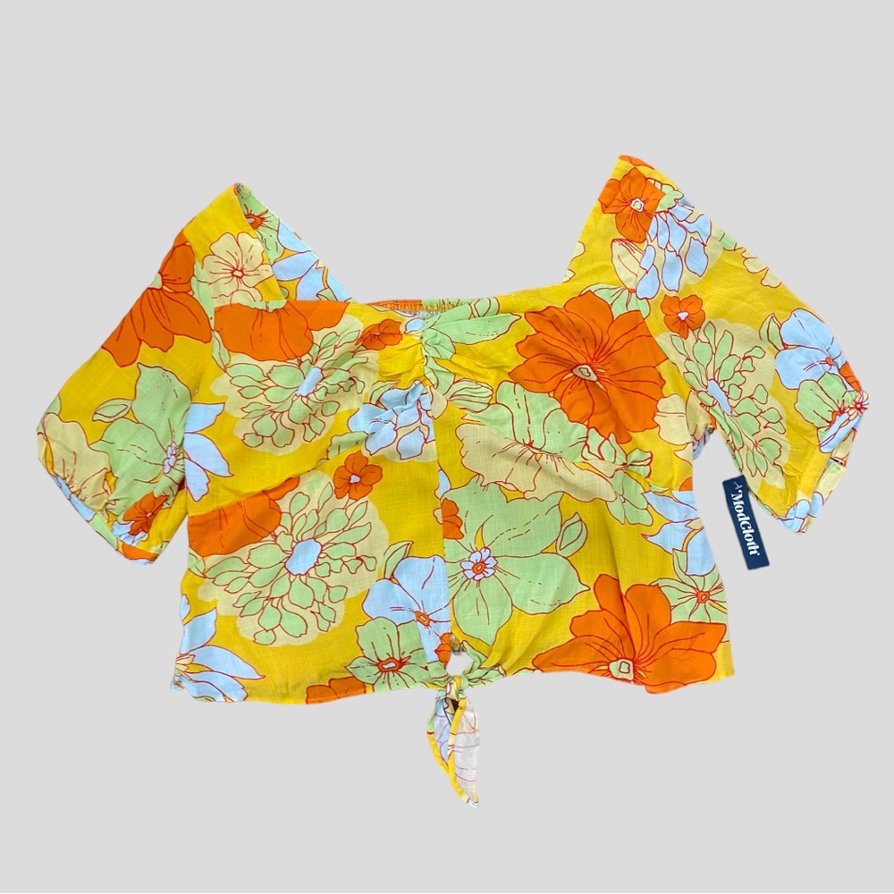 ModCloth Floral Tie Front Cropped Top NWT Size 3X